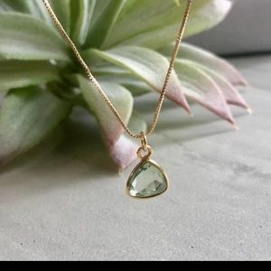 Green Amethyst Trillion 22K gold necklace